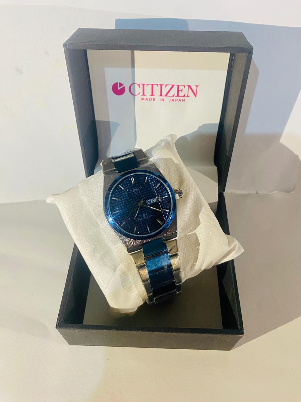 tissot blue and silver